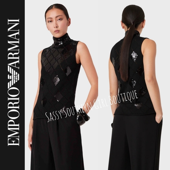 🆕⭐ Emporio Armani black sequin vest sweater